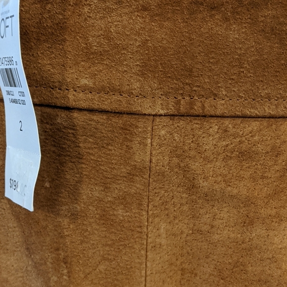 NWT Loft Leather midi Skirt with pockets Boho camel color size 2 - Picture 7 of 13